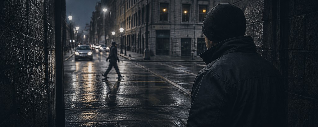 Stakeout surveillance at night in Los Angeles